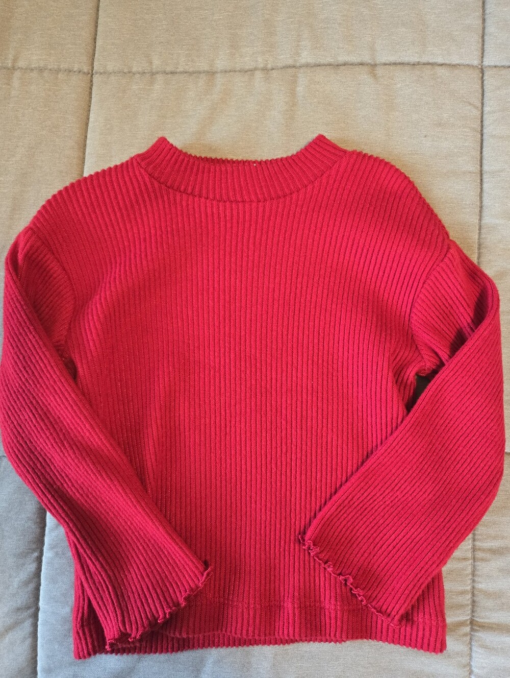 Otter Avenue Dark Red Ribbed Crewneck Long Sleeve Shirt- 3T
